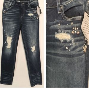 NWT ~ MISS ME Rhinestone Embellished Skinny Jeans
